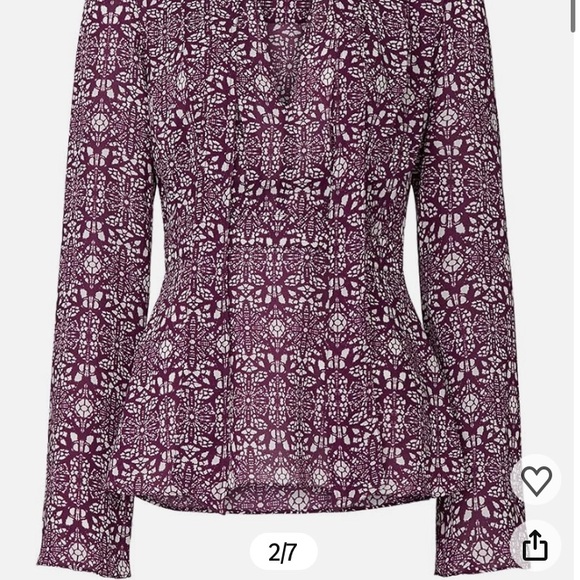 Derek Lam Burgundy and White Patterned Blouse Sz 38 (US 4 appx) - Picture 7 of 12